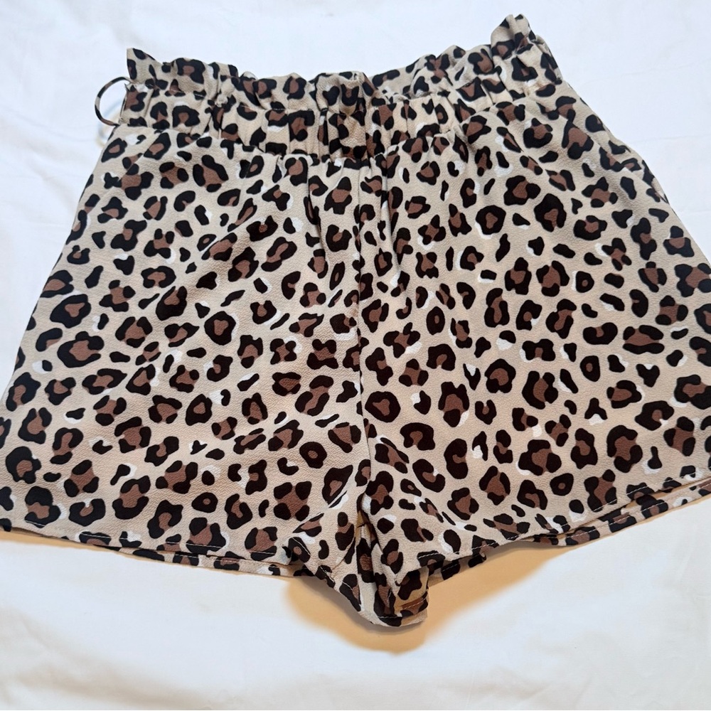 Altar'd State Leopard Print High-Waist Shorts - Beige/Brown/Black - Size S